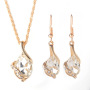 18K Gold Teardrop Diamond Pendant Dubai Jewelry Set