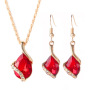 18K Gold Teardrop Diamond Pendant Dubai Jewelry Set