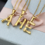 High Quality Retro Gold Plated Stainless Steel Letter Pendant Necklace for Sale