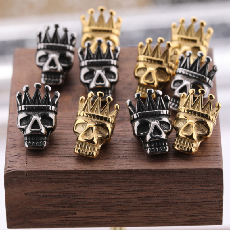 2021 Trendy Jewelry Accessories Gold Plated Stainless Steel Skull Crown Charm for Jewelry Making