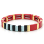 2021 Fashion Jewelry Wholesale Custom Boho Style Painted Rectangle Stretch Block Rainbow Bracelet