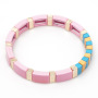 2021 Fashion Jewelry Wholesale Custom Boho Style Painted Rectangle Stretch Block Rainbow Bracelet