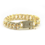 High Quality Men Gold and Silver Plated Hip Hop Iced Out Miami Cuban Link Chain Bracelet