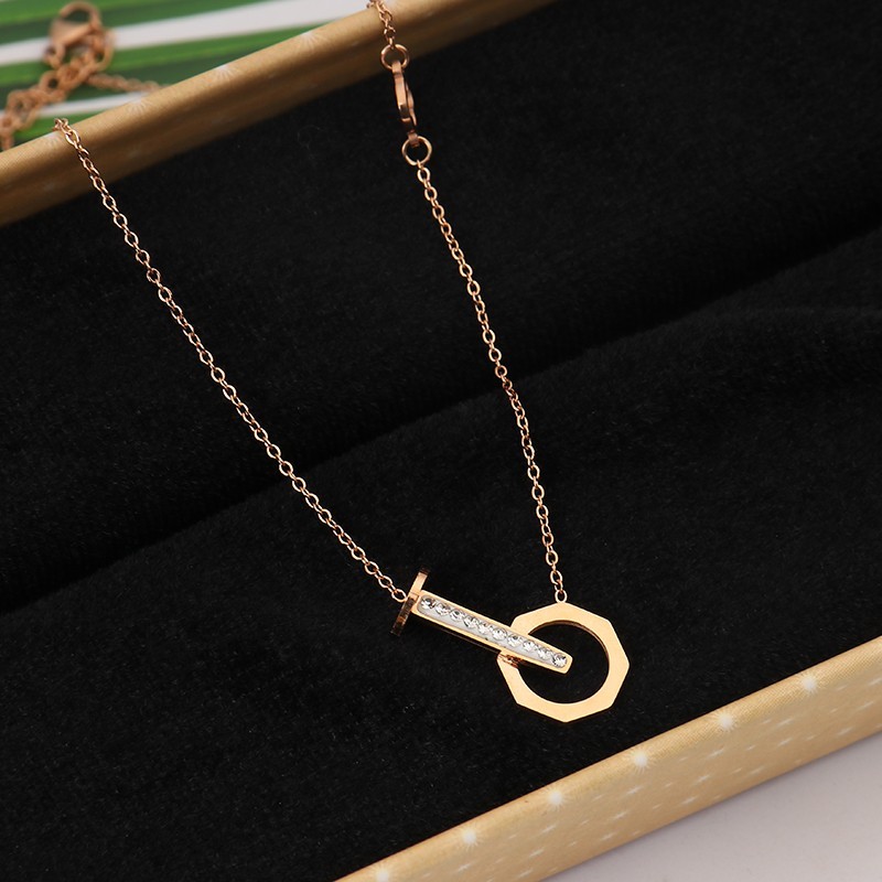 Classic Design Rose Gold Plated CZ Micro Insert Zirconia Pendant Necklace Hollow Clover Flower Necklace