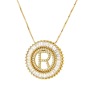 2021 New Fashion Gold Plated Crystal Zircon Micro Pave Letter Pendant Necklace for Women Gift