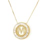 2021 New Fashion Gold Plated Crystal Zircon Micro Pave Letter Pendant Necklace for Women Gift