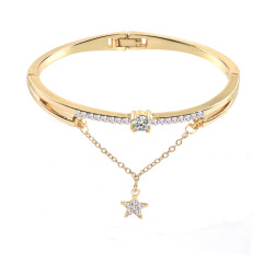 18k gold plated crystal micro pave zinc alloy star charm bangles bracelet for women gift