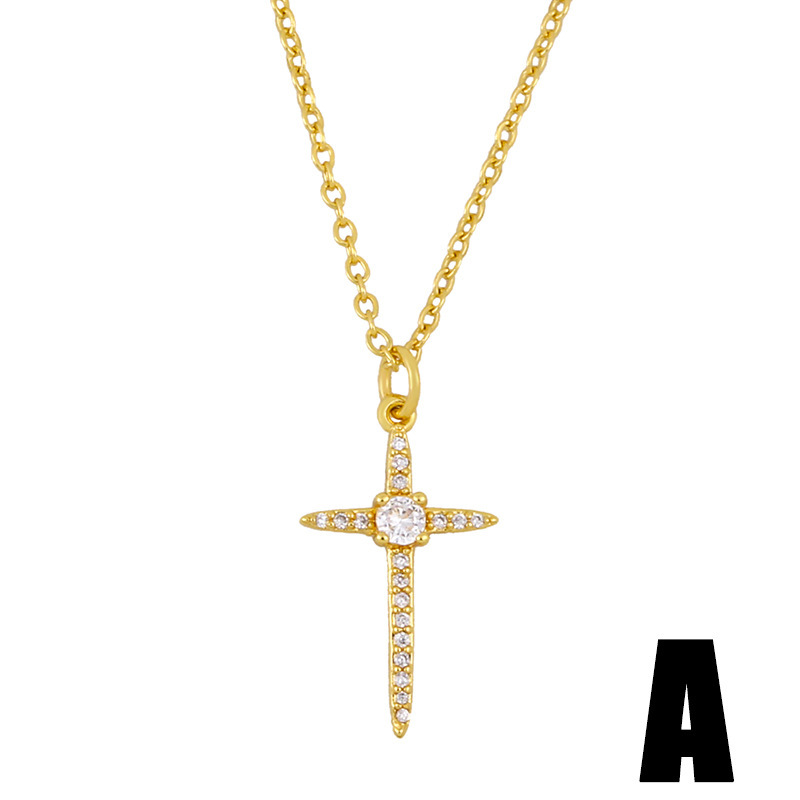 Modern Design Ins Style 18K Gold Simple Short Clavicle Chain Student Versatile Cross Necklace For Girl Gift