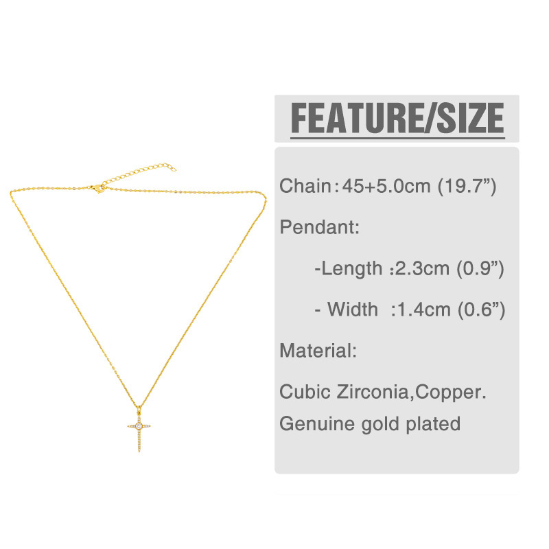 Modern Design Ins Style 18K Gold Simple Short Clavicle Chain Student Versatile Cross Necklace For Girl Gift