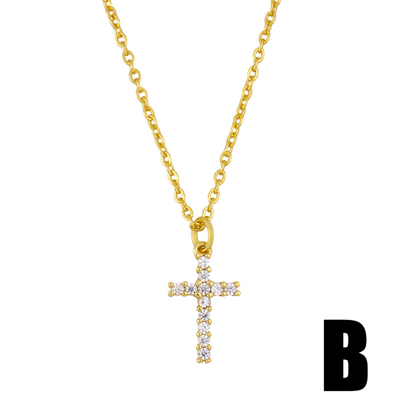 Modern Design Ins Style 18K Gold Simple Short Clavicle Chain Student Versatile Cross Necklace For Girl Gift