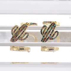 2021  elegant  Brass Zirconia Set  earrings for women 14*17.5MM Mixed color zirconia cactus earrings