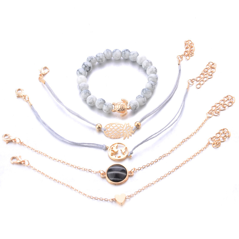 Hot Selling Fashion Gold Charm Jewelry Handmade Beads Luxury Wrap Bracelet Set