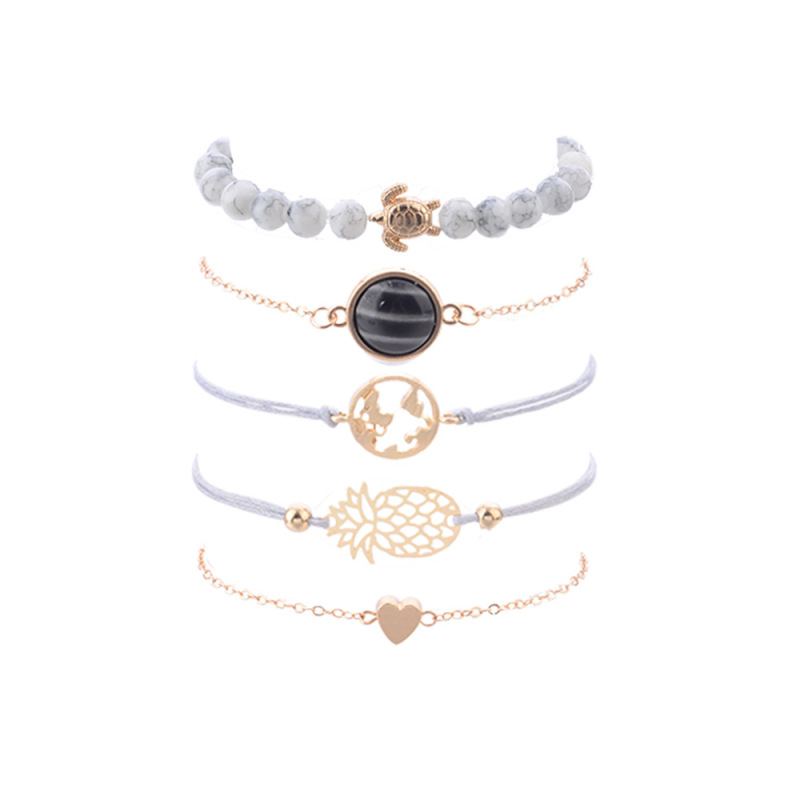 Hot Selling Fashion Gold Charm Jewelry Handmade Beads Luxury Wrap Bracelet Set