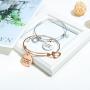 Factory OEM Engraved Charm Trendy 316L Stainless Steel Pearl Women Charm Bangle Jewelry Female Wire Adjustable Bangle Wholesale