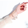 Factory OEM Engraved Charm Trendy 316L Stainless Steel Pearl Women Charm Bangle Jewelry Female Wire Adjustable Bangle Wholesale
