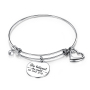 Factory OEM Engraved Charm Trendy 316L Stainless Steel Pearl Women Charm Bangle Jewelry Female Wire Adjustable Bangle Wholesale