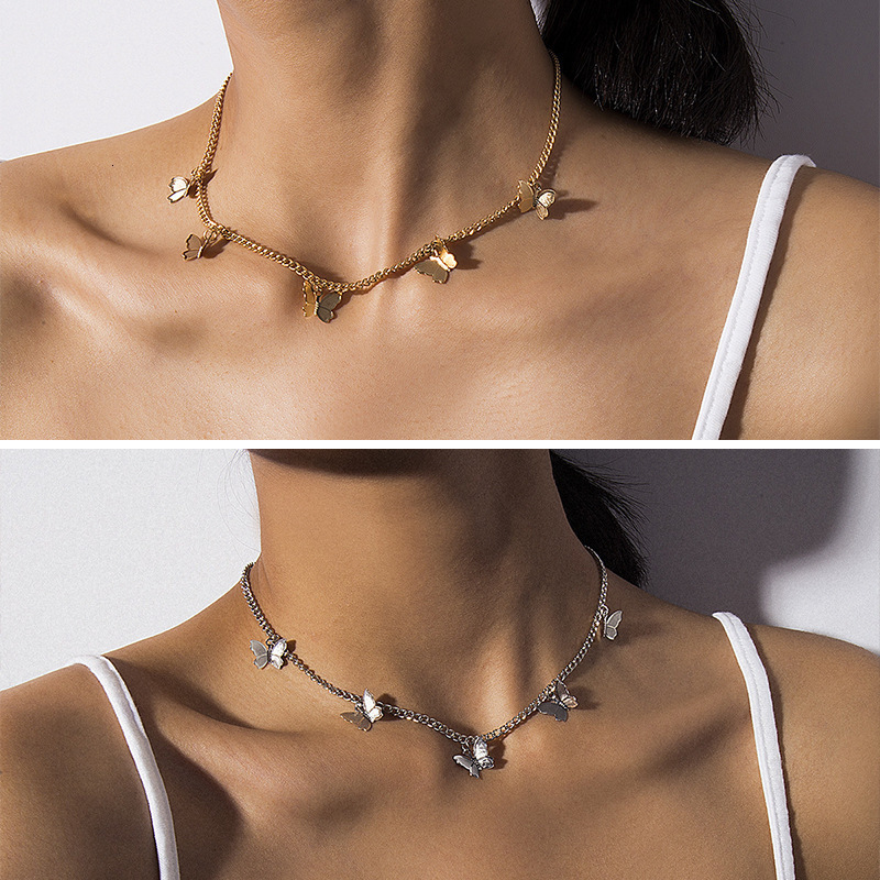 Simple Design Gold plated Women Accessories Jewelry Bohemian Charm Butterfly Pendant Necklace