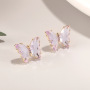 Luxury Design Gold Plated Brass Stud Crystal Butterfly Earring