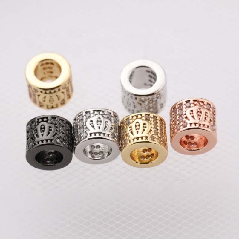 Custom Wholesale Fashion Accessory Gold Plated Copper White Zirconium DIY Separation Beads for Jewelry Bracelet Necklace Making