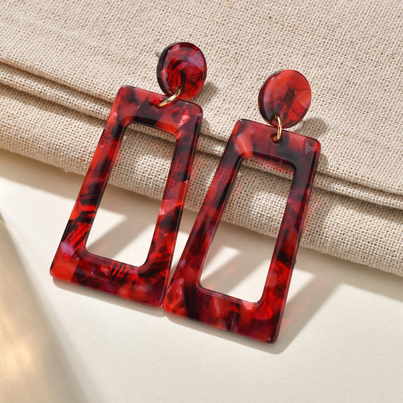 New Arrival Simple Trapezoidal Shaped Colorful Personality Exaggerated Acrylic Jewelry Pendant Earrings for Women