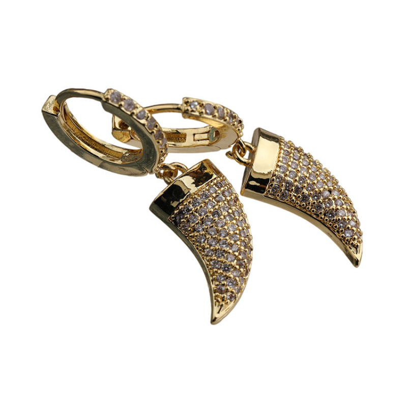 2021 Fashionable Elegant Brass Zircon Design Cow Horn Earrings for Women and Girls