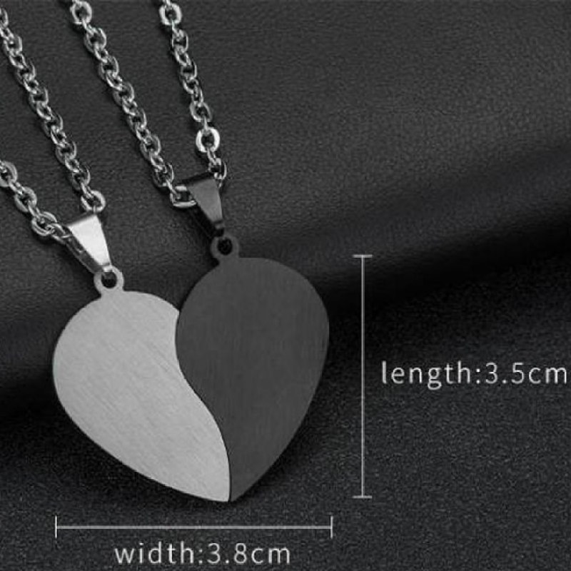 Hip Hop Broken Heart Pendant Necklace Jewelry Stainless Steel Couples Love Necklace For Valentines Day