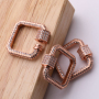 Clear CZ Micro Pave Cutting Square Clasp Carabiner Clasp for Necklace Jewelry Findings 22MM