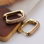 Square-shaped Micro Insert Zirconia Gold Silver Brass Design Simple Jewelry Earrings for Women and Girl