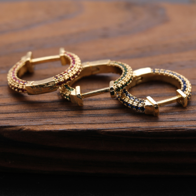 New 2021 Trendy Micro Insert Zirconia Gold Brass Design Charm Jewelry Hoop Circle earrings for Women and Girl