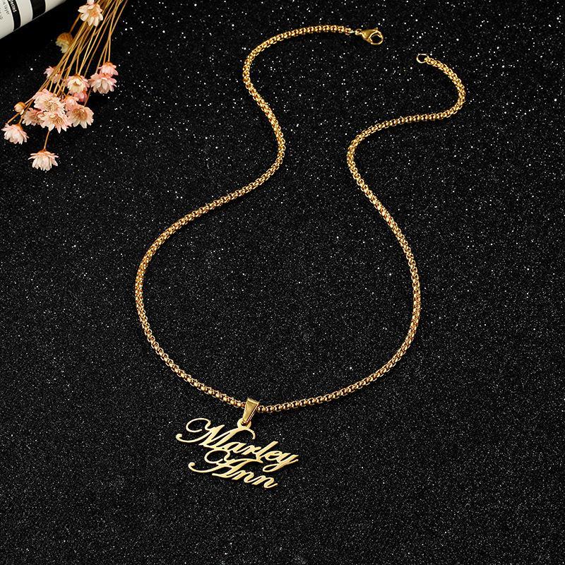 Fashion DIY Jewelry Custom Charm Jewelry Initial Letter Necklace Personalized Double Plated Name Chain Necklace Factory