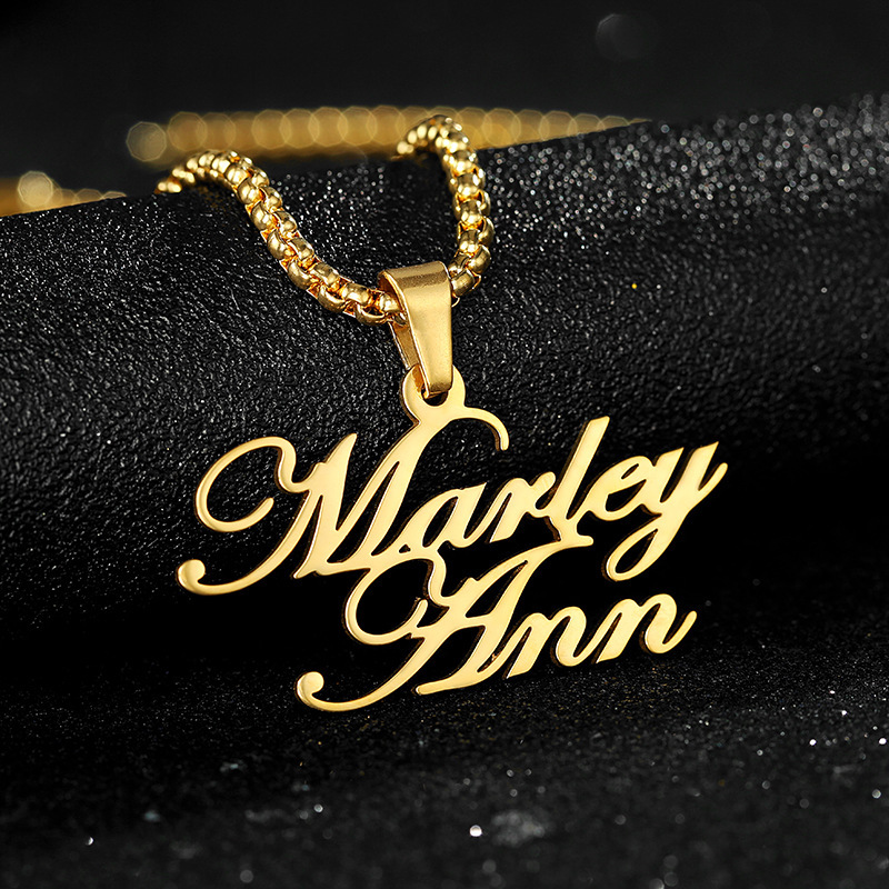 Fashion DIY Jewelry Custom Charm Jewelry Initial Letter Necklace Personalized Double Plated Name Chain Necklace Factory
