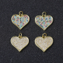 Heart Pendant Copper Zirconium Micro Inlaid White Zirconium Gold Color Zirconium Gold Pendant