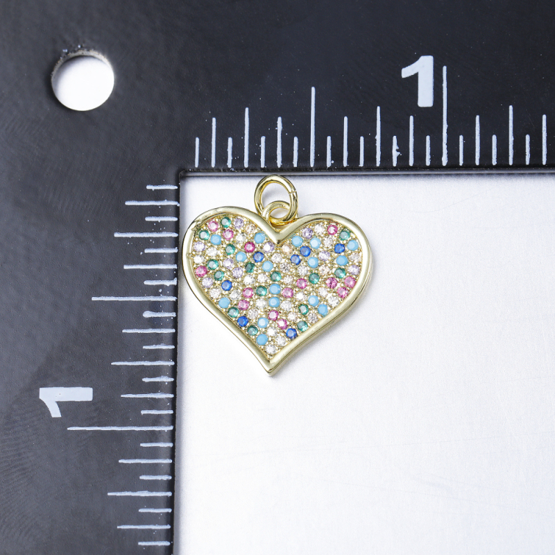 Heart Pendant Copper Zirconium Micro Inlaid White Zirconium Gold Color Zirconium Gold Pendant