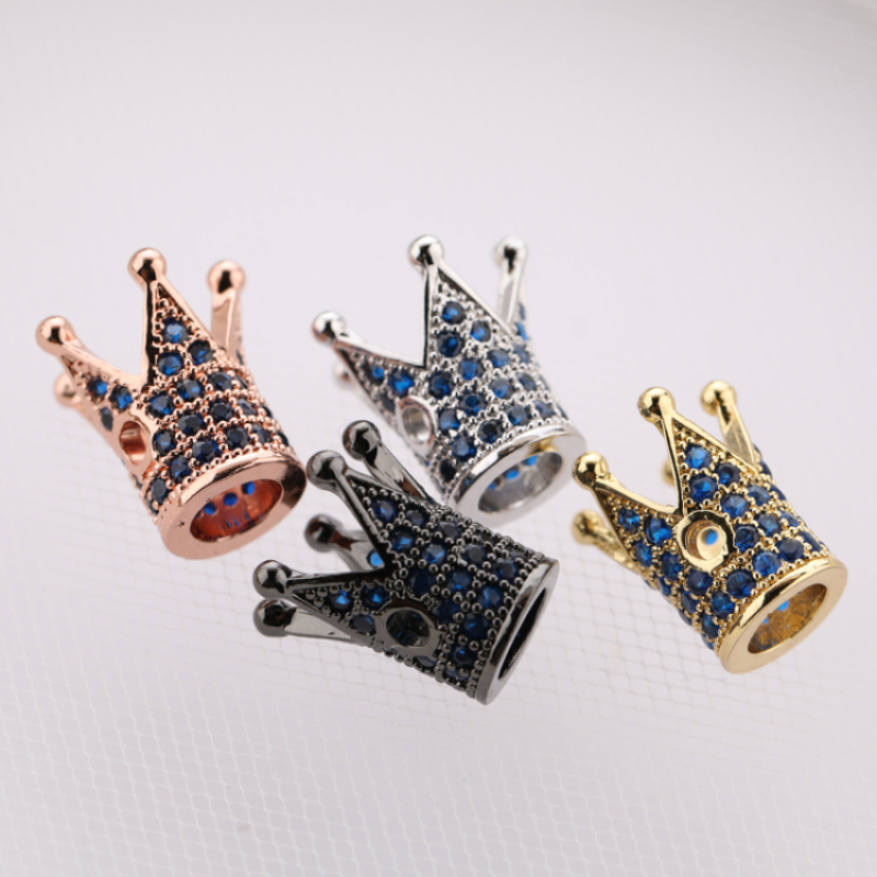 Sapphire Zircon Micro Insert Charms and Silver Plated Men and Womens High Quality Gold Pendants or Charms CROWN Gift WXCRN11107