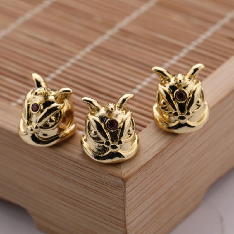 Wholesale 12mm Women Fashion Accessories Gold Plated Shar Pei Dog Design DIY Beads for Jewelry Bracelet Necklace Making