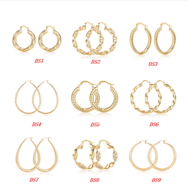 2021 Custom Wholesale Women Fashion Accessories Gold Plated Ins Style Drop Ear Ring Korean Circle Shaped Hoop Earrings
