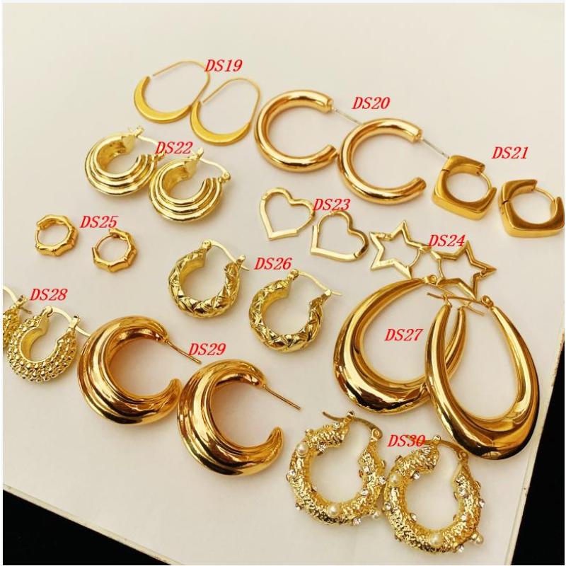 2021 Custom Wholesale Women Fashion Accessories Gold Plated Ins Style Drop Ear Ring Korean Circle Shaped Hoop Earrings