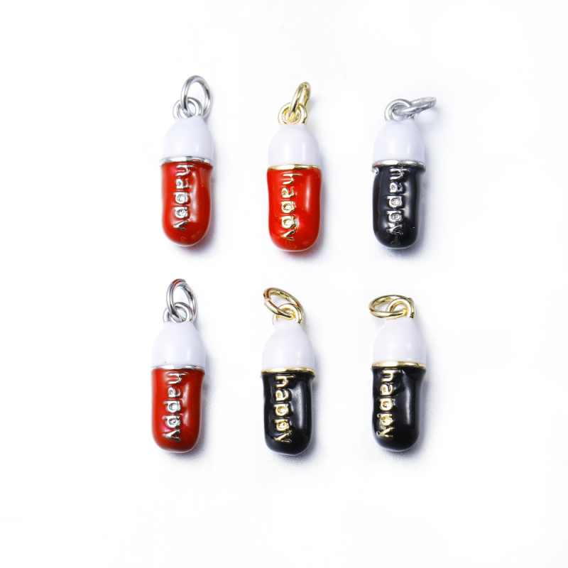 Enamel Pill  Pendant Zircon Pendant Copper Zirconium Micro-inlaid Pendant