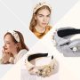 Handmade Wedding Headband Accessories Wide Faux Beaded Pearl Top Cross Knotted Headwrap Hair Hoop Hairbands for Elegant Women