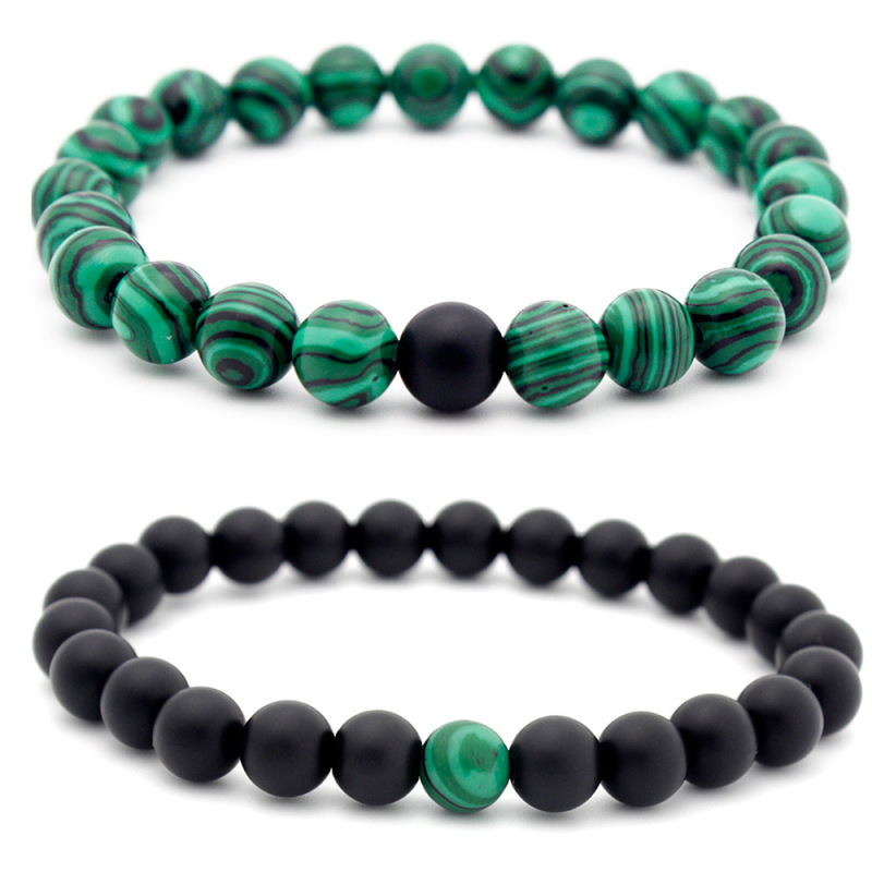 Top Sale Men and Women Lover Jewelry 8MM Matte Black Stone Natural White Turquoise Beads Bracelets