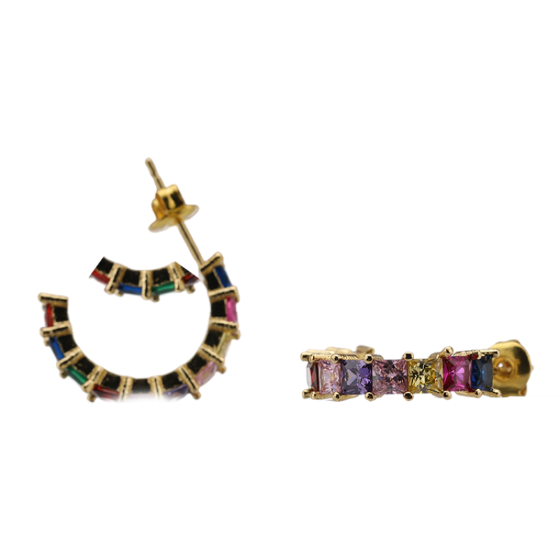 2021 Fashionable  Elegant Brass Zircon Unique Design Split Ring Earrings for Women