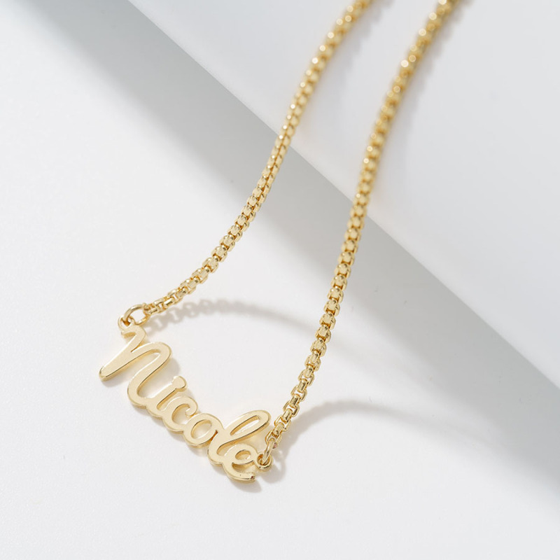 Custom Name Necklace, 18K Gold Plated Nameplate Personalized Jewelry Gift for Womens