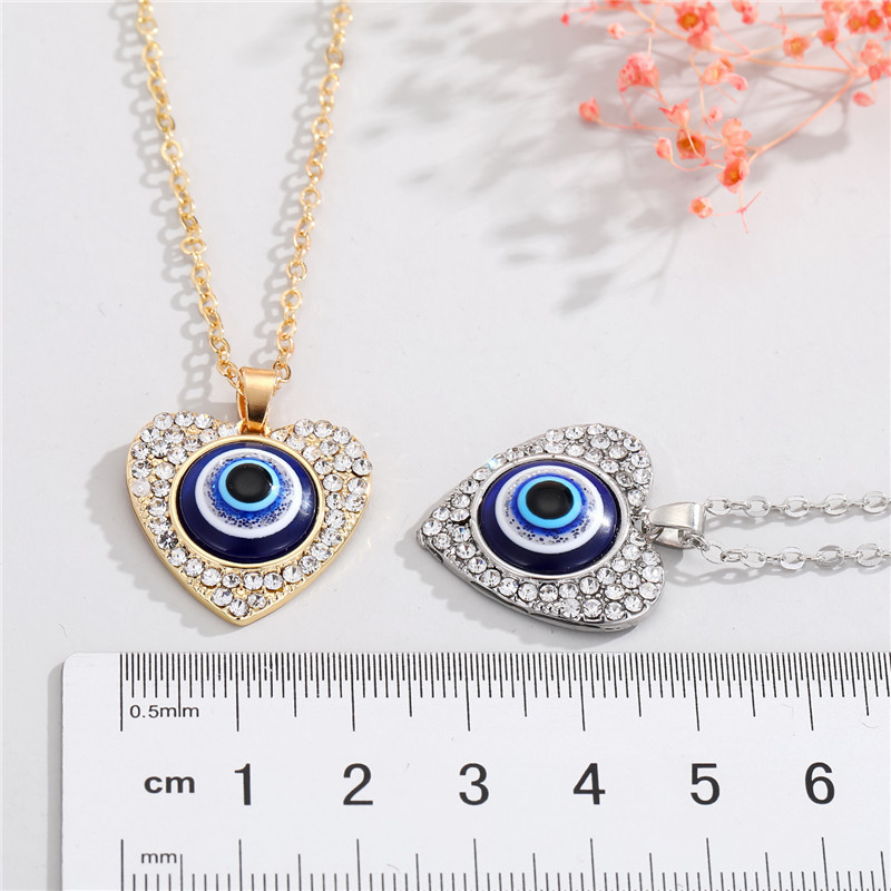 Simple heart pendant devil eyes necklace lucky eye chain jewelry evil eyes necklace for women
