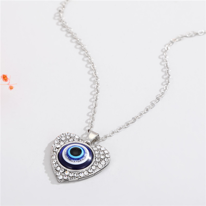 Simple heart pendant devil eyes necklace lucky eye chain jewelry evil eyes necklace for women