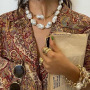 baroque  natural freshwater  pearl necklace  jewelry  fashion summer shell beads for Women