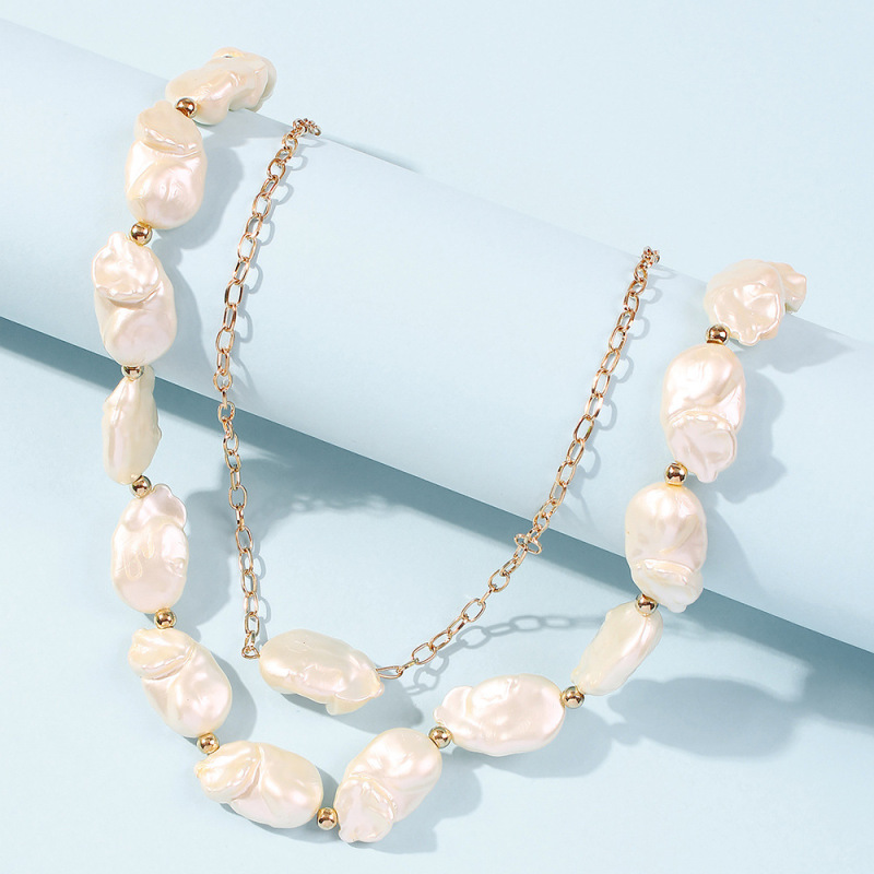 baroque  natural freshwater  pearl necklace  jewelry  fashion summer shell beads for Women