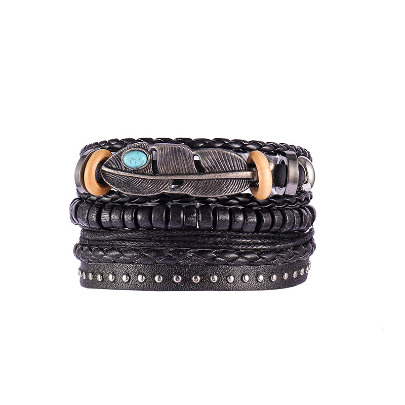 Hot Sale Handmade Vintage Multilayer Adjustable Bohemia Style Leather Bracelet