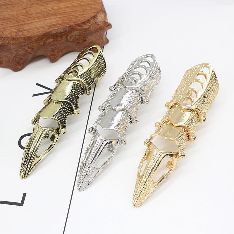 2020 NEW Cool Boys Punk Gothic Halloween Decoration Jewelry Rock Scroll Joint Armor Knuckle Metal Full Finger Eagle Claw Ring