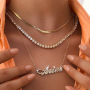 Gold Plated Customized Zircon Multi Layered Alphabet Chain Crystal Pendant Zodiac Necklace for Women