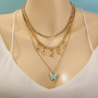 Fashion Letter Honey Necklace Light Green Acrylic Multi-layer Butterfly Necklace